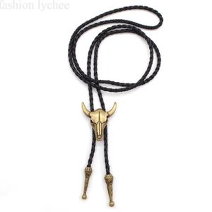 Skull Western Bolo Tie Hat Necklace Accessory